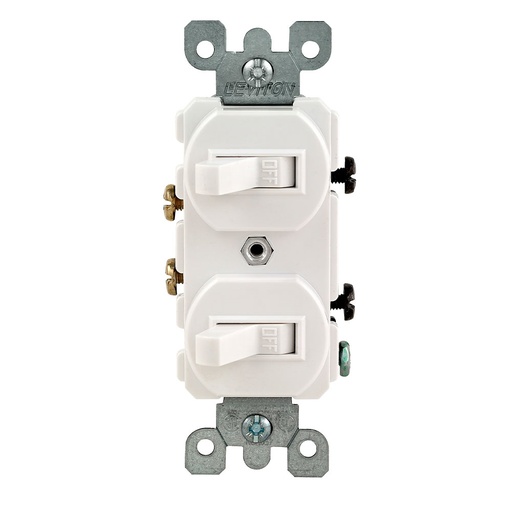 [LEV5224-2W] APAGADOR DOBLE PALANCA COMERCIAL 1P 15A 125/277V BLANCO 5224-2W