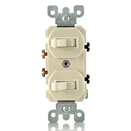 [LEV5224-2I] APAGADOR DOBLE PALANCA COMERCIAL 1 POLO 15A 125/277V MARFIL 5224-2I