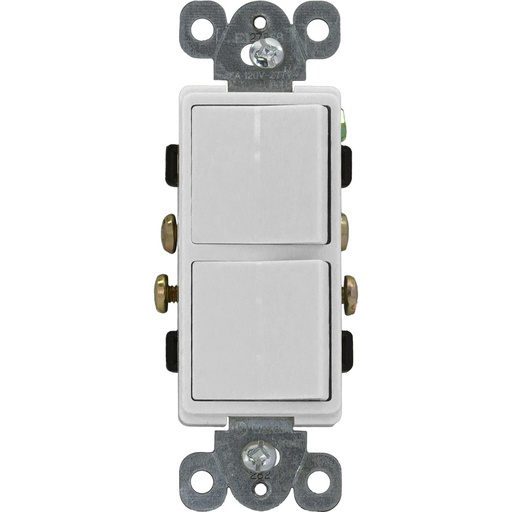 [E013282] APAGADOR DOBLE RESIDENCIAL DECOR 1P 15A 125/277V BLANCO 3282-W