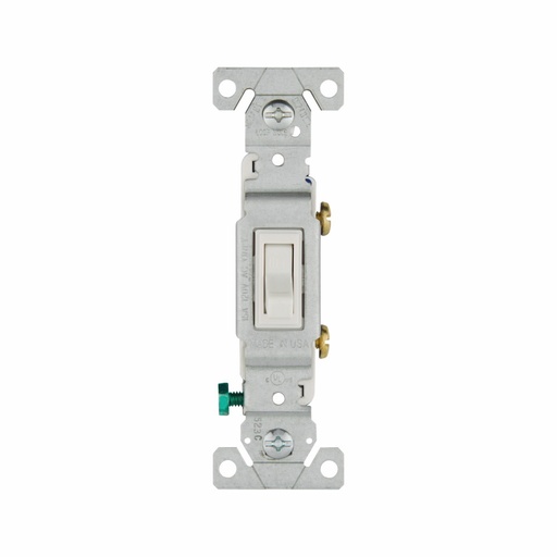 [45001-7W] APAGADOR SENCILLO PALANCA RESIDENCIAL 1P 15A 125V BLANCO 1301-7W