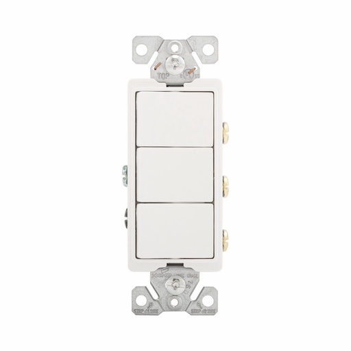 [4507729WSP] APAGADOR TRIPLE DECORATOR COMERCIAL 1P 15A 125/277V BLANCO 7729W-SP