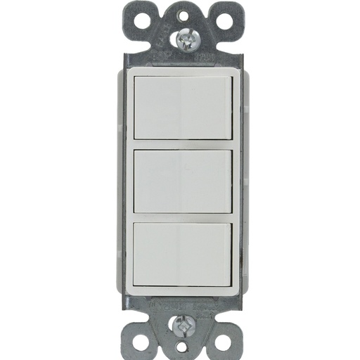 [E023283] APAGADOR TRIPLE DECOR RESIDENCIAL 1P 15A 125/277V BLANCO 3283-W