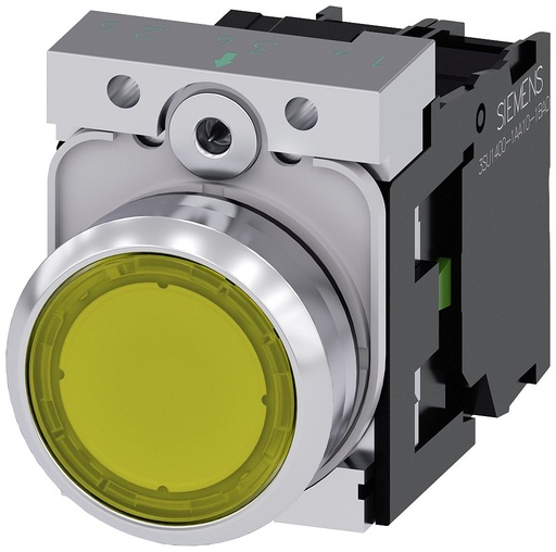 [517AB301BA0] BOTON RASANTE 22MM METAL LED AMARILLO 110VAC 1NA 3SU11530AB301BA0