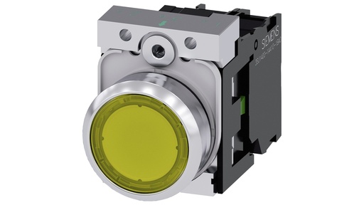 [517301BA0] BOTON RASANTE 22MM METAL LED AMARILLO 230VAC 1NA 3SU11560AB301BA0