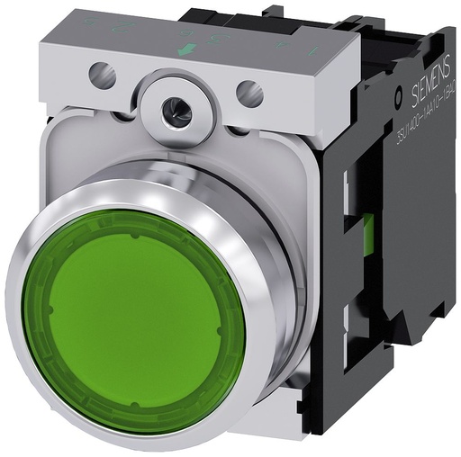 [51720AB401BA0] BOTON RASANTE 22MM METAL LED VERDE 24V AC/DC 1NA 3SU11520AB401BA0