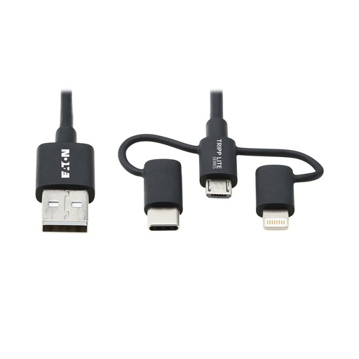 [460M101006LMC] CABLE USB TIPO A C/ ADAPTADOR TIPO C Y APPLE 1.83m M101-006-LMC-BK