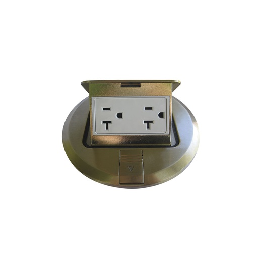 [E025799] CAJA PISO POP-UP TOMA DOBLE DECOR 2P 3H 20A 125V BRONCE 5799FBA