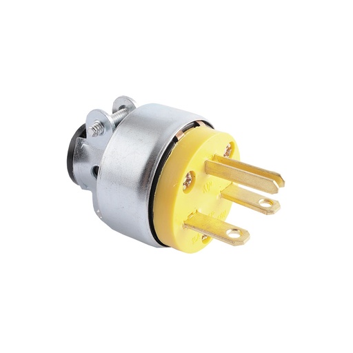 [E01212] ENCHUFE ARMADO C/ ABRAZADERA 2P 3H 15A 250V NEMA 6-15P AMARILLO #2866