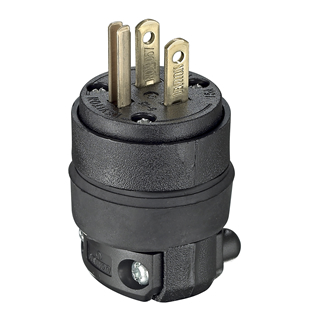 [LEV515PR] ENCHUFE COMERCIAL 2P 3H 15A 125V NEMA 5-15P CAUCHO NEGRO 515PR