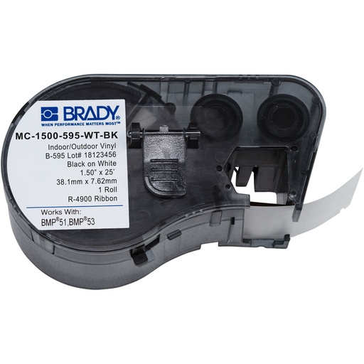 [BW1MC1500WTBK] ETIQUETA D/VINIL P/BMP41-51 BLANCO 1.5IN X 25FT MC-1500-595-WT-BK