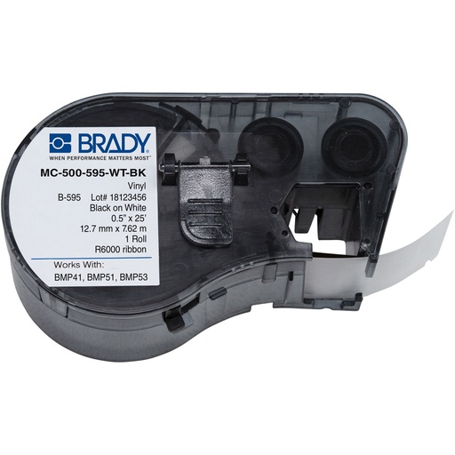 [BW1MC500BK] ETIQUETA D/VINIL P/BMP41 BLANCA 0.5IN X 25FT MC-500-595-WT-BK