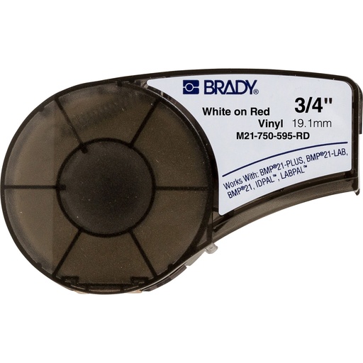 [BW1M21750RD] ETIQUETA VINIL P/BMP21 ROJA 0.75 INX21FT ROLL M21-750-595-RD