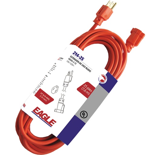 [E09214] EXTENSION DE USO RUDO TSJ 3X16 13A 127V LARGO 30.5m NARANJA 214-100