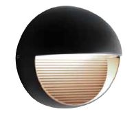 [3TE125] LUMINARIA DE PARED NEGRA REDONDA LED 3W 100-240V 100LM 3000K IP45