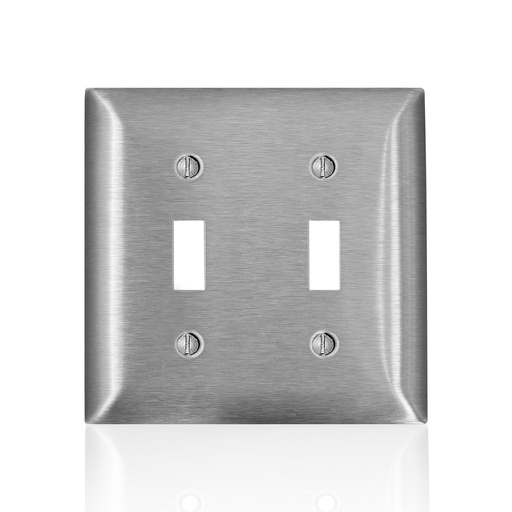 [LEVSS2-40] PLACA ACERO INOX APAGADOR SENCILLO PALANCA 2 GANG SS2-40