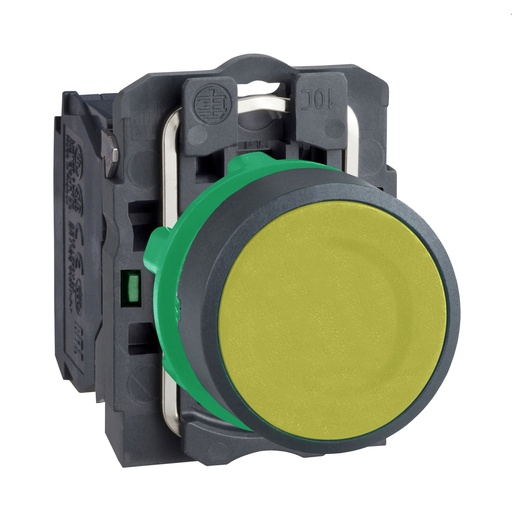 [974A51] PULSADOR RASANTE PLASTICO COMPLETO, AMARILLO, CONTACTOS 1 NA XB5AA51
