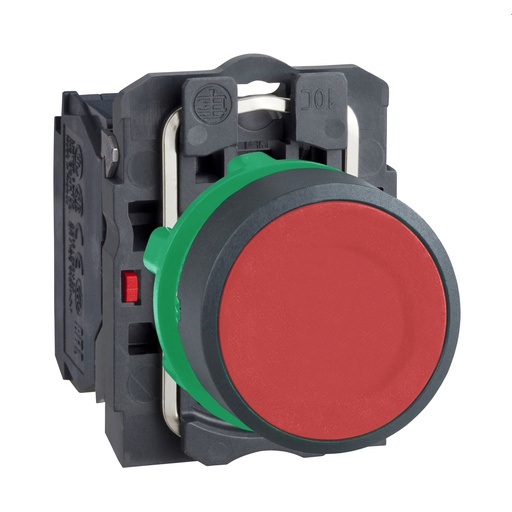 [974A42] PULSADOR RASANTE PLASTICO COMPLETO, COLOR ROJO, CONTACTOS 1 NA XB5AA42
