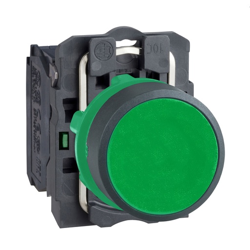 [974A31] PULSADOR RASANTE PLASTICO COMPLETO, COLOR VERDE, CONTACTOS 1NA XB5AA31