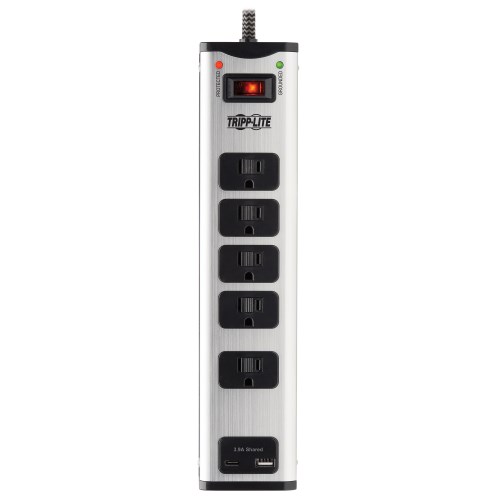 [460TLM506USBC] REGLETA SUPRESOR 5 TOMAS 15A 125V 2 USB TIPO A/C 1.8m TLM506USBC