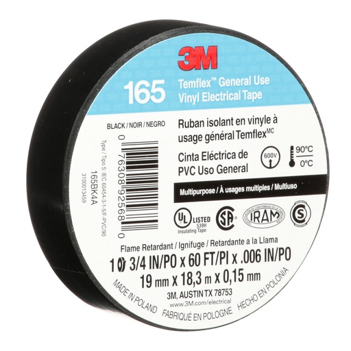 [B17165] TAPE TEMFLEX 165  600V  19 MM X 18,3 MTS NEGRO