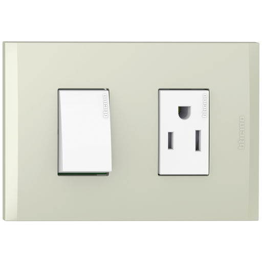 [2132232CH] TOMA COMBINADO APAGADOR 3V 15A + TOMA 15A CHAMPAGNE NOBILE AF2232EBCH