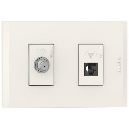 [2132272EM] TOMA COMBINADO COAXIAL TV + TEL RJ11 MARFIL NOBILE AF2272EM