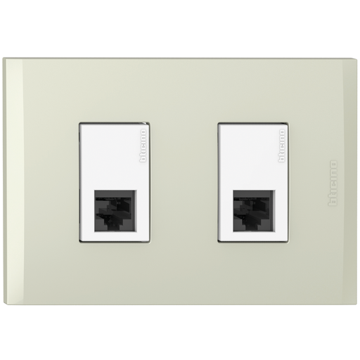 [2132279CH] TOMA DATOS DOBLE RJ45 CAT.6 CHAMPAGNE NOBILE AF2279EBCH