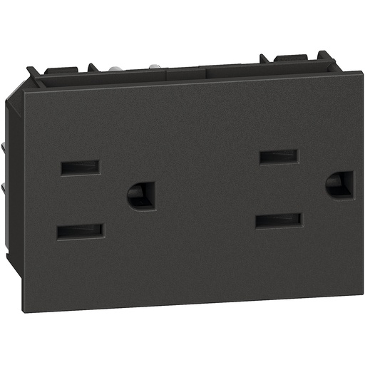 [214G4188] TOMA DOBLE 2P 3H 15A 125V 3 MODULOS NEGRO LIVING NOW KG4188