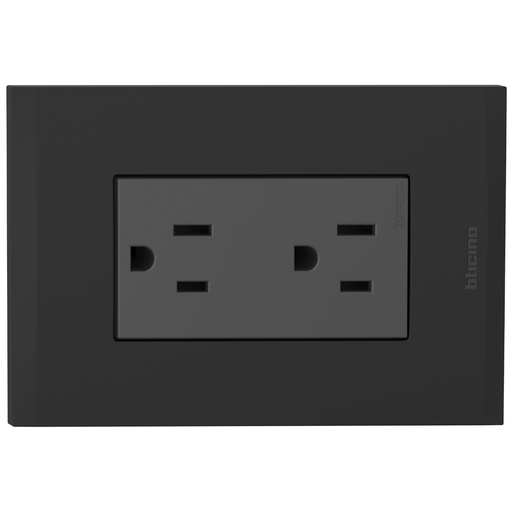 [2132228] TOMA DOBLE 2P 3H 15A 125V NEMA 5-15R NEGRO NOBILE AF2228EANG