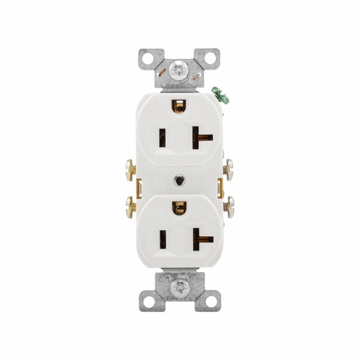 [45020W] TOMA DOBLE COMERCIAL 2P 3H 20A 125V NEMA 5-20R BLANCO CR20W