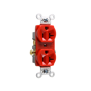 [D0220RED] TOMA DOBLE COMERCIAL 2P 3H 20A 125V NEMA 5-20R ROJO CR20RED
