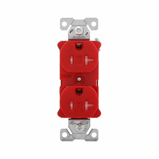[450BR20RD] TOMA DOBLE COMERCIAL TR 2P 3H 20A 125V NEMA 5-20R ROJO TRBR20RDBXSP