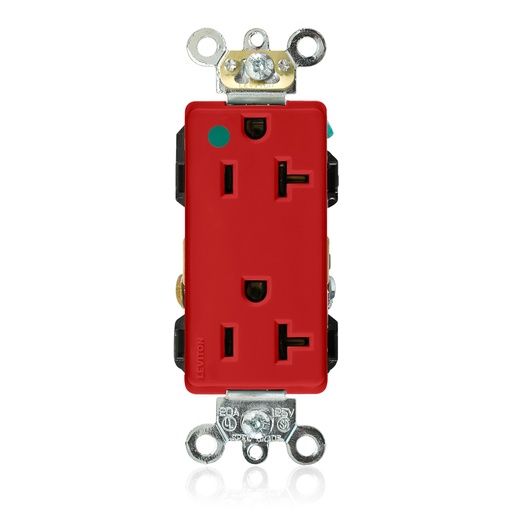 [LEV16362-HGR] TOMA DOBLE DECORA HOSPITAL 2P 3H 20A 125V NEMA 5-20R ROJO 16362-HGR