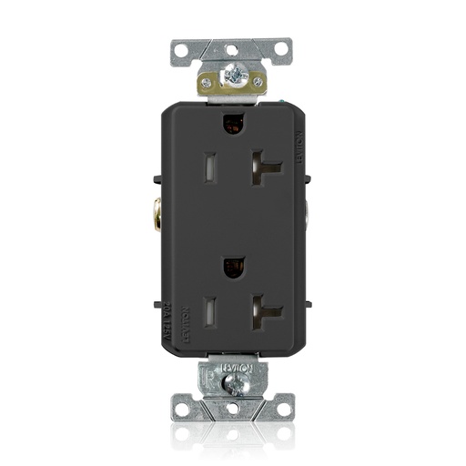 [LEVTDR20-E] TOMA DOBLE DECORA INDUS TR 2P 3H 20A 125V NEMA 5-20R NEGRO TDR20-E