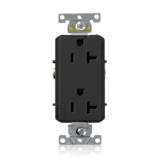 [LEV16342-E] TOMA DOBLE DECORA INDUSTRIAL 2P 3H 20A 125V NEMA 5-20R NEGRO 16342-E