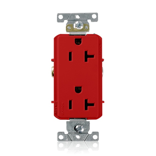 [LEV16352-R] TOMA DOBLE DECORA INDUSTRIAL 2P 3H 20A 125V NEMA 5-20R ROJO 16352-R