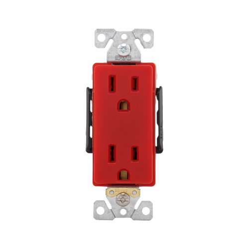 [4506262RD] TOMA DOBLE DECORATOR INDUSTRIAL 2P 3H 15A 125V NEMA 5-15R ROJO 6262RD