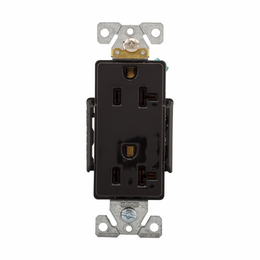 [4506362BK] TOMA DOBLE DECORATOR INDUSTRIAL 2P 3H 20A 125V NEMA 5-20R NEGRO 6362BK