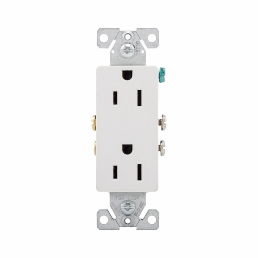 [4501107W] TOMA DOBLE DECORATOR RESIDENCIAL 2P 15A 125V NEMA 5-15R BLANCO 1107W