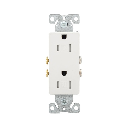 [450TR1107W] TOMA DOBLE DECORATOR RESI TR 2P 3H 15A 125V NEMA 5-15R BLANCO TR1107W