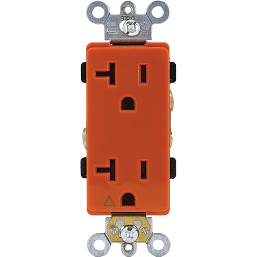 [E02242] TOMA DOBLE DECOR INDUSTRIAL T.AISLADA 2P 3H 20A 125V NARANJA IG6242-RN