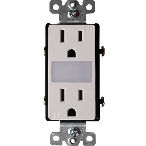 [E0206W] TOMA DOBLE DECOR RESIDENCIAL TR CON LUZ 2P 3H 15A 125V BLANCO 6706W