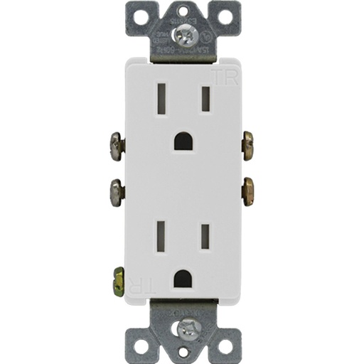 [E02107W] TOMA DOBLE DECOR RESI TR 2P 3H 15A 125V NEMA 5-15R BLANCO TR1107W
