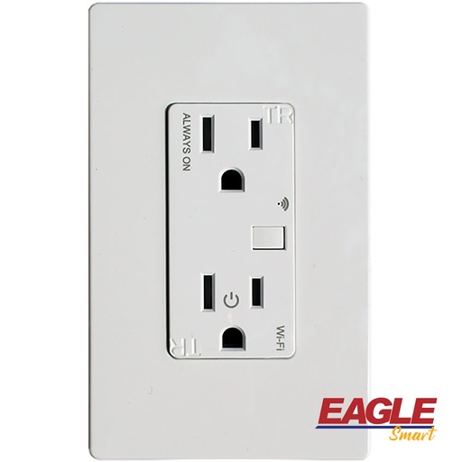 [E0215R] TOMA DOBLE EAGLE SMART WIFI TR 2P 3H 15A 120V BLANCO WF15R-W