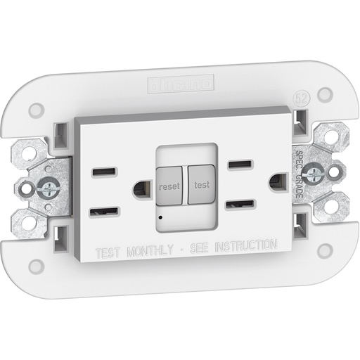 [214KW4188GF] TOMA DOBLE GFCI 2P 3H 15A 125V C/SOPORTE BLANCO LIVING NOW KW4188GFG6