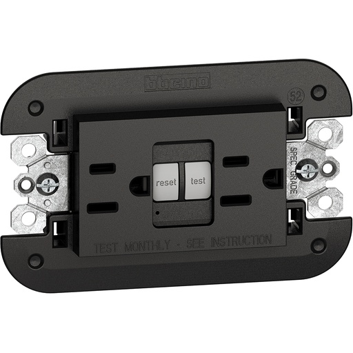 [214KG4188GF] TOMA DOBLE GFCI 2P 3H 15A 125V C/SOPORTE NEGRO LIVING NOW KG4188GFG6