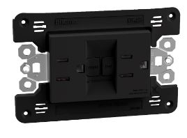 [226JB4188GF] TOMA DOBLE GFCI 2P 3H 15A 125V C/SOPORTE NEGRO MATIXGO JB4188GF
