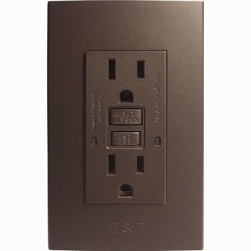 [E048046NE] TOMA DOBLE GFCI 2P 3H 15A 125V NEMA 5-15R NEGRO T&J 8046-BK