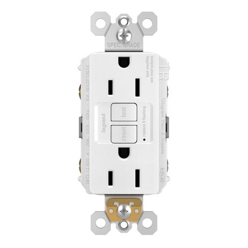 [D021597TRW] TOMA DOBLE GFCI TR 2P 3H 15A 125V NEMA 5-15R BLANCO RADIANT 1597TRW