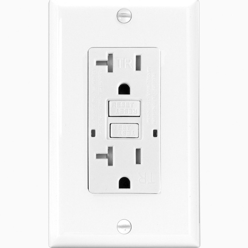 [E02T20W] TOMA DOBLE GFCI TR 2P 3H 20A 125V NEMA 5-20R BLANCO DECOR TST20W